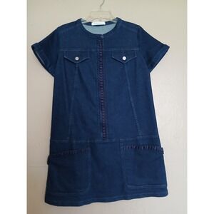 See By Chloe Dress 42 / Medium  Indigo Denim Shift Pockets Designer Classic
